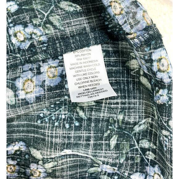 NEW ANA Deep Green Blue Wildflowers Print Peasant Blouse Size XXL - Picture 4 of 5
